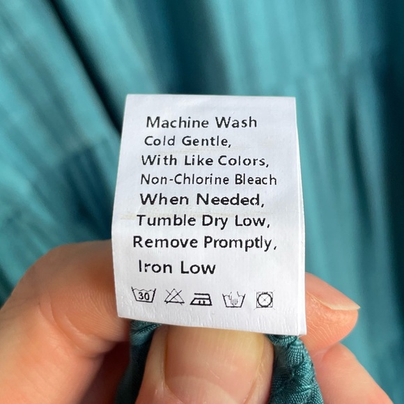 PRETTY GARDEN NWT Teal Green Subtle Striped Ruffle Flutter Sleeve Maxi Dress L - Picture 4 of 9